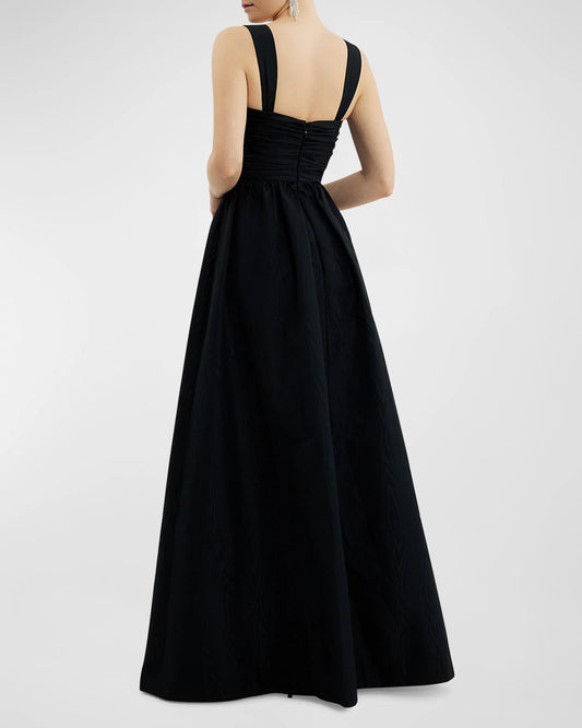 A noble off shoulder pleated hollow and ground length prom dress