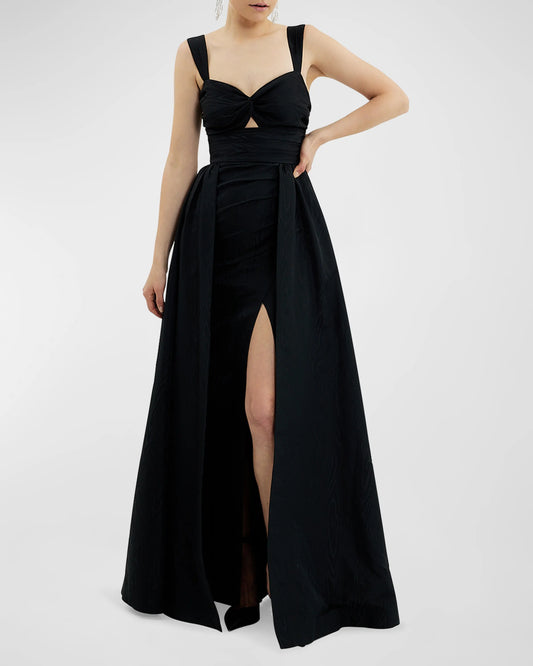 A noble off shoulder pleated hollow and ground length prom dress
