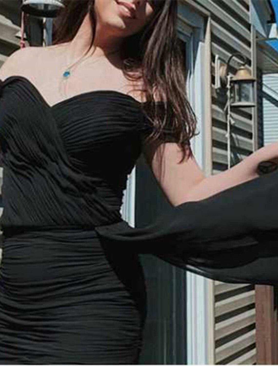 Sheath / Column Party Dresses Celebrity Style Dress Homecoming Cocktail Party Short / Mini Sleeveless Off Shoulder Chiffon with Ruched 2026