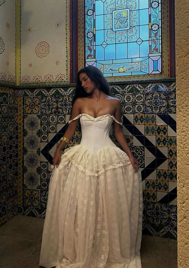 Vintage Ball Gowns Off The Shoulder Satin Lace Prom Dress Wedding Dresses