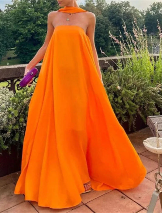 A-Line Evening Gown Fairy Dress Formal Wedding Guest Floor Length Sleeveless Strapless Chiffon with Pleats Shawl